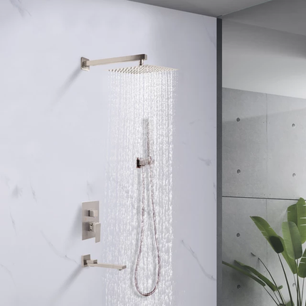 304 Stainless Steel Wall Shower Set Hot and Cold Brushed Silver