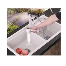 Charger l&#39;image dans la galerie, Quartz Stone  Kitchen Sink Double Pearl White Faucet Included
