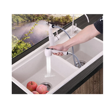 Lade das Bild in den Galerie-Viewer, Quartz Stone  Kitchen Sink Double Pearl White Faucet Included
