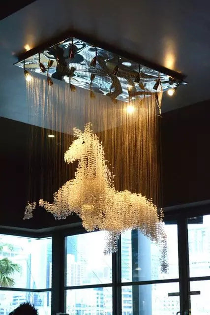 Horse Chandelier Luxury Lights Ceiling K9 crystals and stainless steel