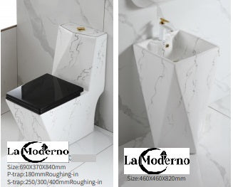 Toilet White and Black Electroplated Porcelain Diamond Marble Style Luxury Edition