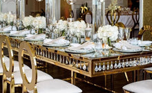 Load image into Gallery viewer, Stainless steel luxury glass top dining table
