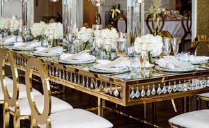 Stainless steel luxury glass top dining table