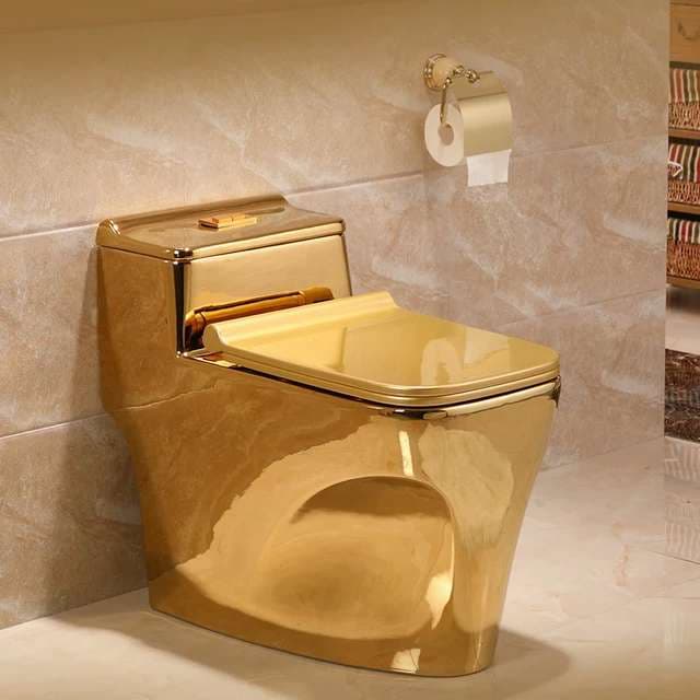 Bathroom furniture gold ceramic toilet bowl Luxury Lavatory Bathroom  Accessories