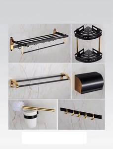 Aluminum bathroom accessories Black and Gold Luxury 6 PCS bathroom set - Bath Accessories Sanitary Hardware Set,