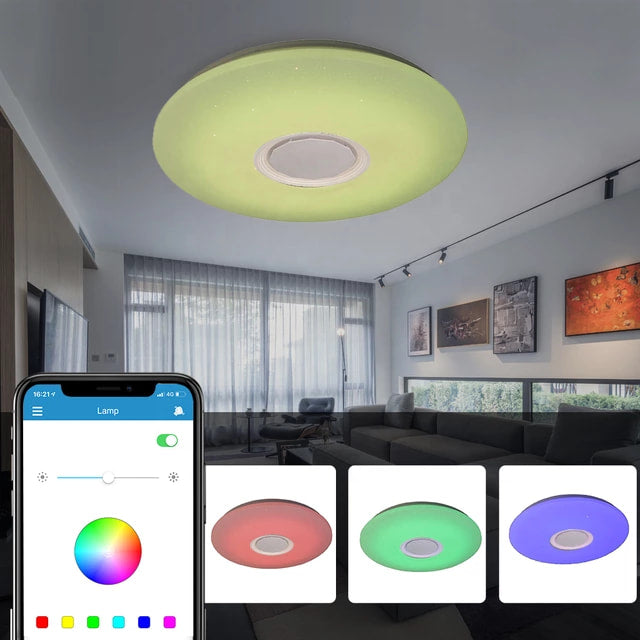 Bluetooth-Lautsprecher mit farbwechselnden LED-Leuchten, App-Steuerung für Schlafzimmer, Badezimmer und Wohnzimmer. Verfügbare Größe: 50 cm.