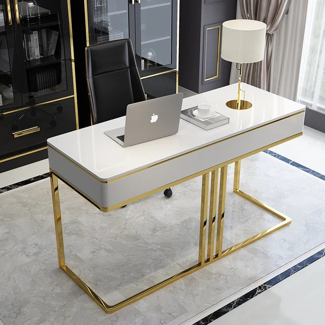 Office Table Executive Desk stainless Steel Electroplated Gold Modern Manager Table
