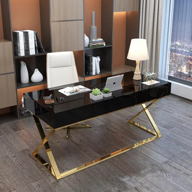 Office Table Executive Desk stainless Steel Electroplated Gold Modern Manager Table