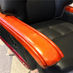 Genuine Leather Solid Wood Office Chair Luxury Edition