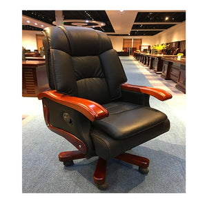 Genuine Leather Solid Wood Office Chair Luxury Edition