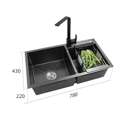 Stainless Steel Nano Black 201 Double Sink