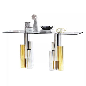 Console Table Glass Top Stainless steel