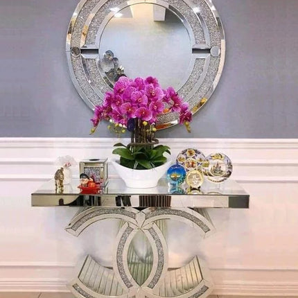 Luxury Console Table Mirrored Glass with Mirror Included 80cm