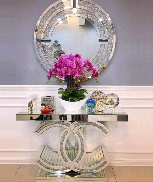 Luxury Console Table Mirrored Glass with Mirror Included 80cm