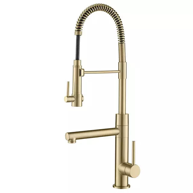 High Arch Kitchen Faucet Gold Matte Faucet Brass Electroplated