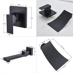 Matte Black Waterfall Basin Faucets Wall Mount Waterfall Faucet Single Handle Mixer Tap Bathroom Waterfall Basin Faucet