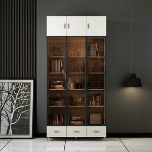 Book Shelf Cabinet with Built in Led Lights 5mm Door Tempered Glass