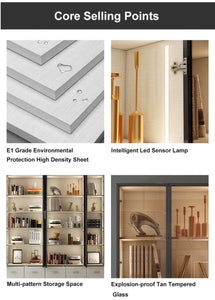 Book Shelf Cabinet with Built in Led Lights 5mm Door Tempered Glass