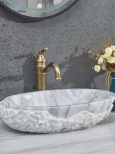 Загружайте и воспроизводите видео в средстве просмотра галереи Carrara natural stone bathroom sinks white marble wash basin Table Top
