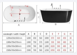 European design Black Solid Surface Bathtub Acrylic bathroom