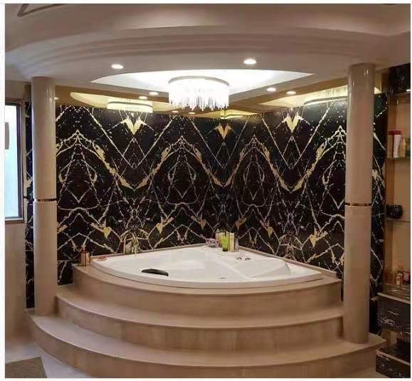 120cm by 60cm Luxury Tiles Black and Gold 2pcs