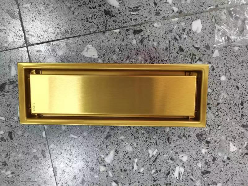 Gold Floor Rectangular Drainer Stainless Steel 30x10cm