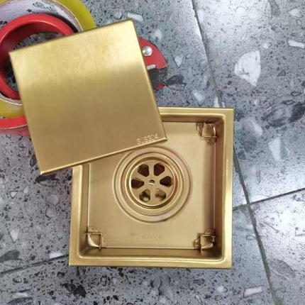 Gold Floor Square Drainer Stainless Steel 4x4 inch