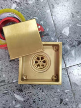 Cargar imagen en el visor de la galería, Gold Floor Square Drainer Stainless Steel 4x4 inch
