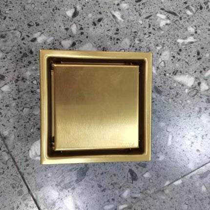 Gold Floor Square Drainer Stainless Steel 4x4 inch
