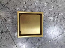 Загрузить изображение в средство просмотра галереи, Gold Floor Square Drainer Stainless Steel 4x4 inch
