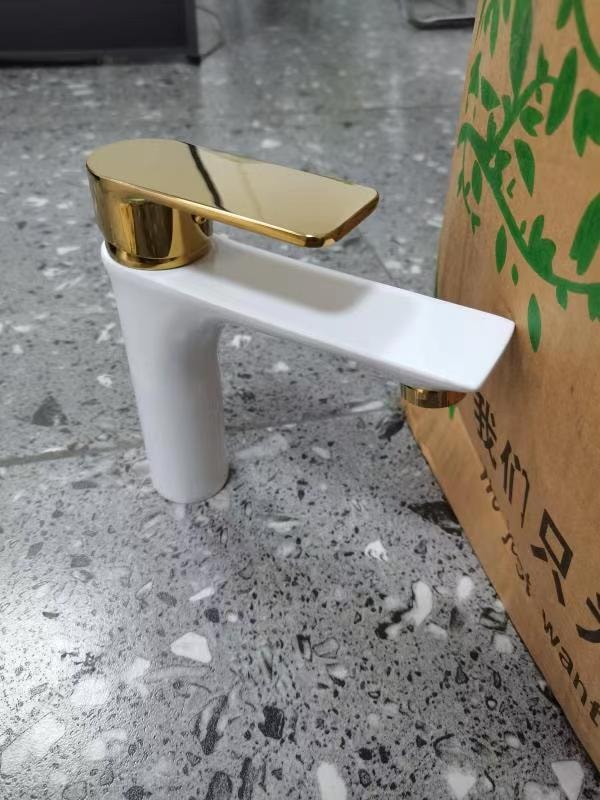 White and Gold Faucet for Basin