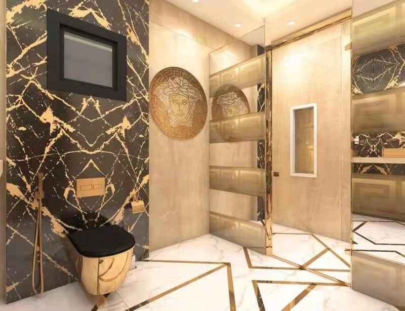 120cm by 60cm Luxury Tiles Black and Gold 2pcs