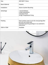 Load image into Gallery viewer, Oval table top ceramic vessel sink luxury art hand wash basin white gold sink for bathroom
