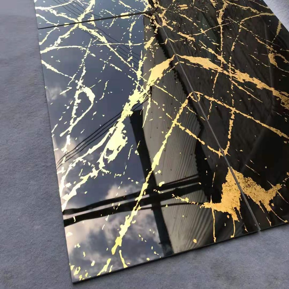 120cm by 60cm Luxury Tiles Black and Gold 2pcs