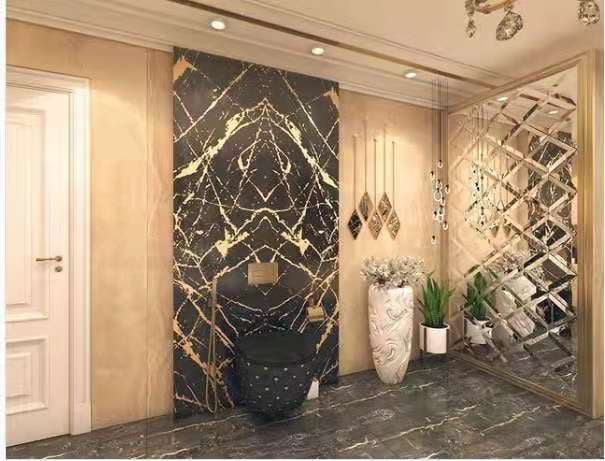 120cm by 60cm Luxury Tiles Black and Gold 2pcs