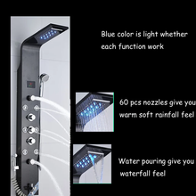 Load image into Gallery viewer, Luxury Black Color Thermostatic Led Rain Shower Head Bathroom Stainless Steel Wall Mounted waterfall Shower Panels
