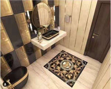 Cargar imagen en el visor de la galería, 120cm by 120cm Versace Carpet Tiles Black and Gold Edition
