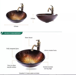 Sanitary Ware Solid Surface Washroom Golden Pedestal Washing Hair Bathroom Artificial Antique Wash Basin Vessel Sink