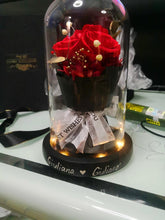 Load image into Gallery viewer, Red Preserved Rose Real Flower in Glass Dome with Lights Best Gift Free Engrave

