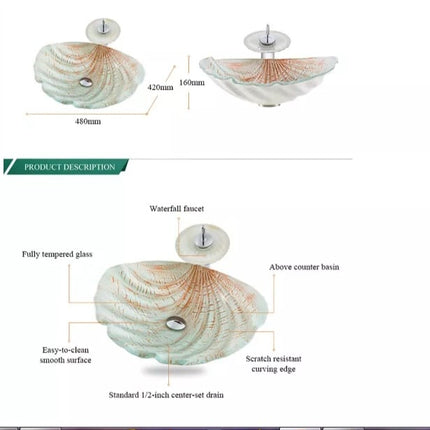 Modern Designs Customized Artificial Dining Room Special Cabinets Basins Sink Shell Bowl Shape Bathroom Italian Wash Basin with Faucet and Pop Up Drainer Included