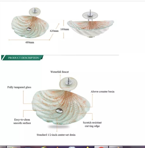 Modern Designs Customized Artificial Dining Room Special Cabinets Basins Sink Shell Bowl Shape Bathroom Italian Wash Basin with Faucet and Pop Up Drainer Included