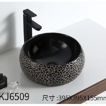 Black Porcelain Bathroom Accessories Wash Basin in Unique Eye Catching Design