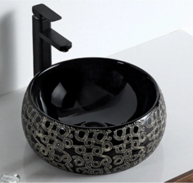 Black ceramic bathroom accessories wash basin