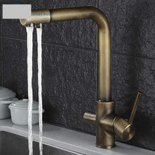 Load image into Gallery viewer, Brass Single Handle European Gold 3 Way Kitchen Faucet
