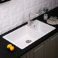 White Kitchen Sink Made of Granite Double Bowl