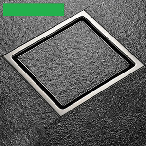 4 Inch Anti-smell Matte Black SUS304 Stainless Steel Ceramic Tile Floor Drain Invisible Tile Insert Shower Strainer