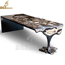 Загрузить изображение в средство просмотра галереи, Modern Mirror Finishing Water Wave Surface Stainless Steel Art Coffee Table Sculpture
