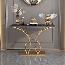 Cargar imagen en el visor de la galería, Long Hallway Simple Console Table Marble Top Black Gold Metal Base Console Table For Living With No Fingerprint
