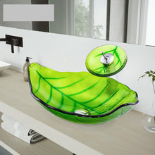 Load image into Gallery viewer, New Design Green Leaf Small Hand Basins Kitchen Bathroom Cabinet Sinks Color Modern Sink Bathroom Wash Basin with Pedestal
