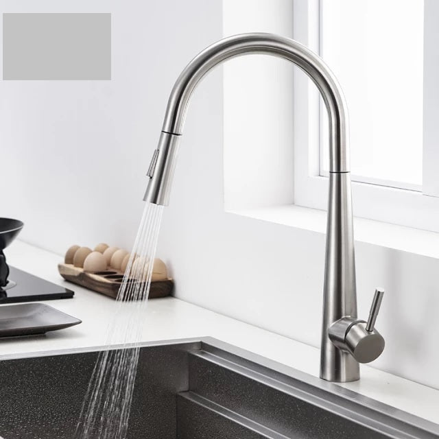 304 Stainless Steel White Color Mixer Automatic Pull Down Touch Sensor Kitchen Sink Taps Faucet